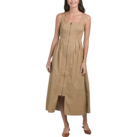 ZOE & CLAIRE Sleeveless Zipper Maxi Dress - Khaki - Picture 1 of 2